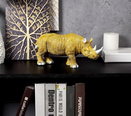 Golden-Horned Rhino Table Accent