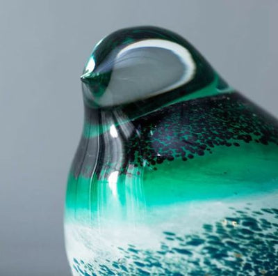 Avis Glass Decorative Sculptures, Set of 2 - Emerald