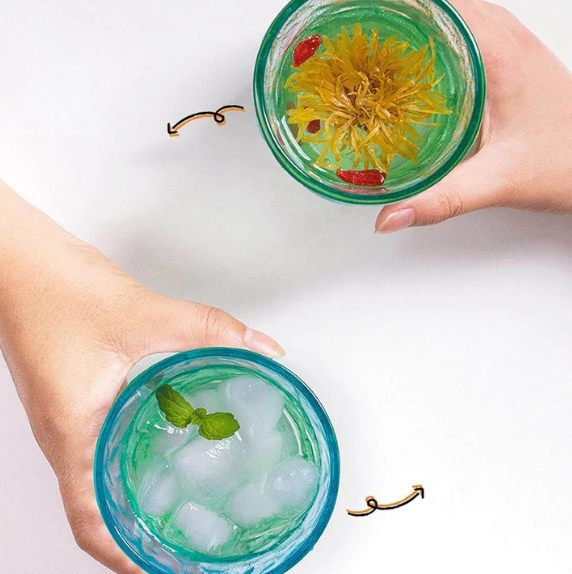 Blue-Green Gradient Glass Cup for Drinkware - 260 ml