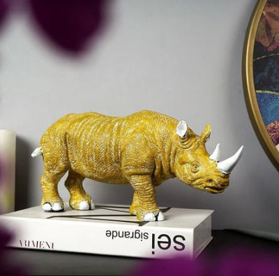 Golden-Horned Rhino Table Accent