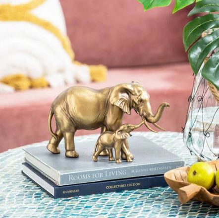 Mother & Baby Elephant Decorative Sculpture
