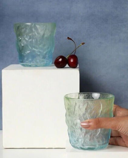Blue-Green Gradient Glass Cup for Drinkware - 260 ml