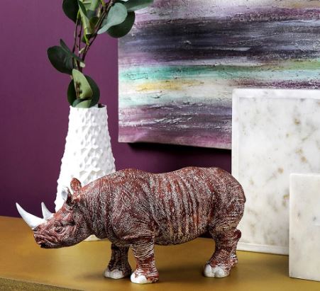 Golden-Horned Rhino Table Accent
