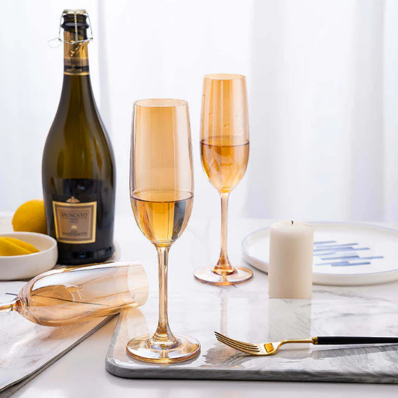 Nordic Golden Champagne Wine Glasses - 180 ml