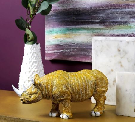 Golden-Horned Rhino Table Accent