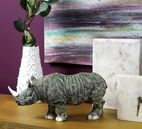 Golden-Horned Rhino Table Accent