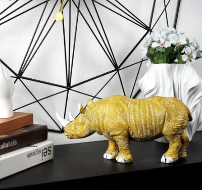 Golden-Horned Rhino Table Accent