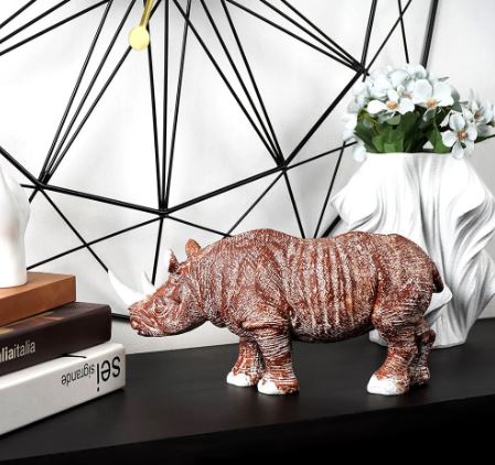 Golden-Horned Rhino Table Accent