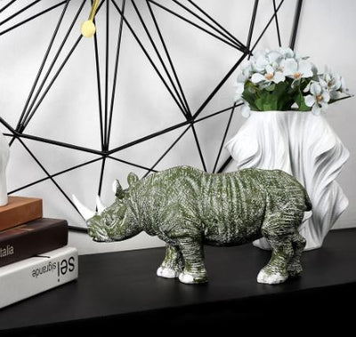 Golden-Horned Rhino Table Accent