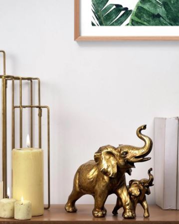 Rustic Mom and Baby Elephant Table Accent