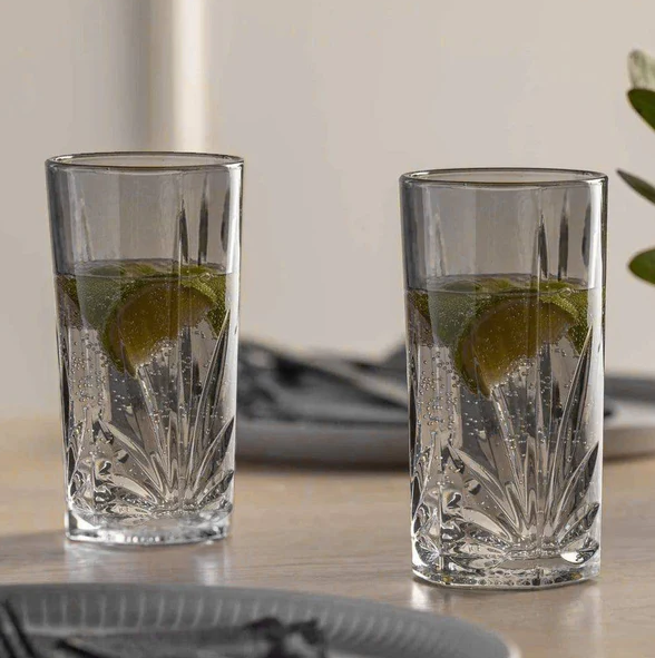 Capri Long Drink Tumblers 390ml, Set of 4 - Grey
