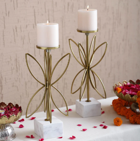 Noor Blossom Candleholder Set of 2