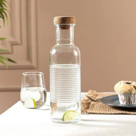 Hoop Glass Bottle with Cork Lid 1000ml