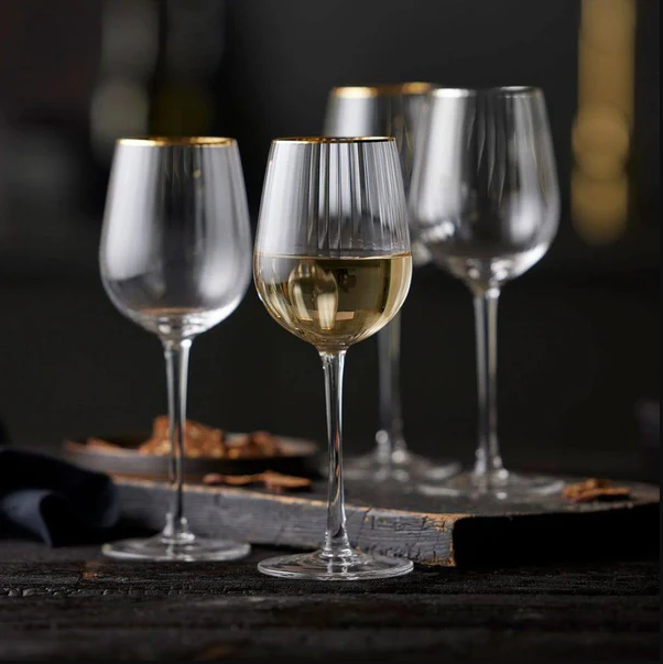 Palermo Gold White Wine Glasses 300ml, Set of 4