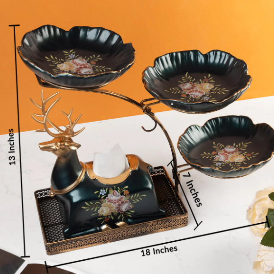 Modern Reindeer Motif Tissue Holder & Serving Set
