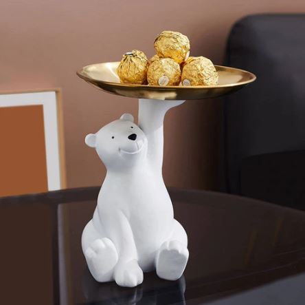 Sitting Bear Sculpture with Trinket Tray