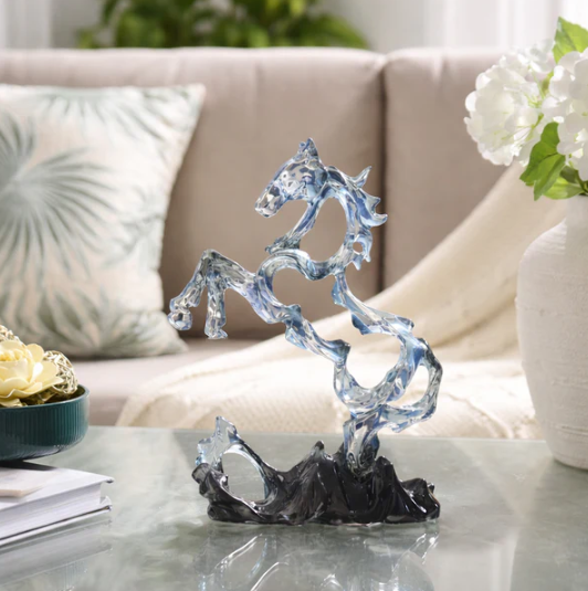 Rearing Hollow Horse Sculpture - Smoke Blue