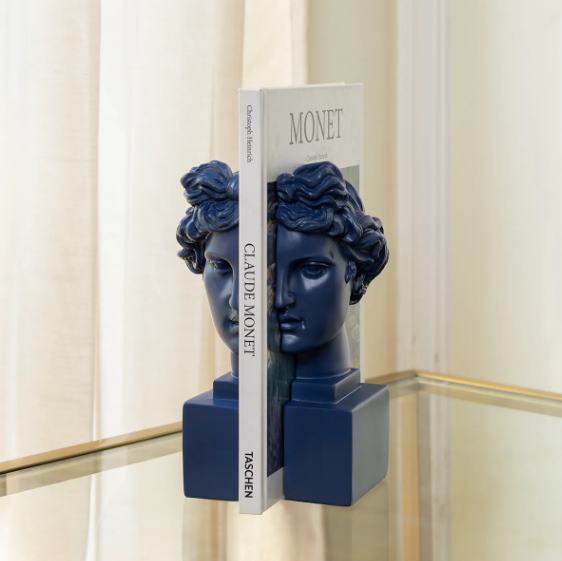 Modern Apollo Bookend For Books - Pair (Navy Blue)