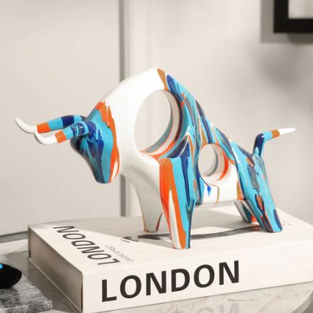Prime Bull Decorative Sculpture - Splash Blue