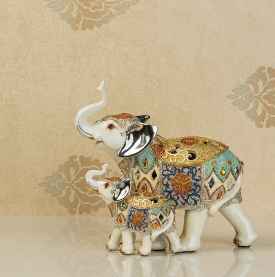 The Agra Royal Elephant Table Decoration Showpiece - Pair