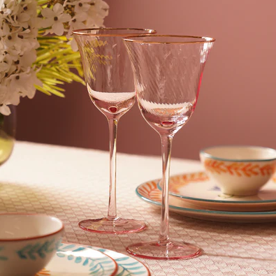 Set of 2 Pink Spiral Textured Champagne Flutes