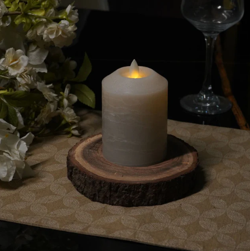 Real Wax Marble Grey LED Candle, small