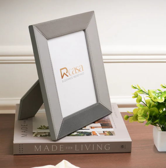 Grey Faux Leather 8 x 10" Photo Frame