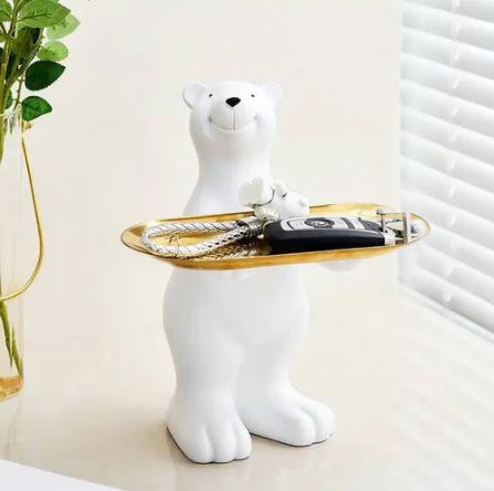 Standing Bear Sculpture with Trinket Tray