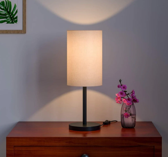 Black Sleek Table Lamp Cylindrical Shade
