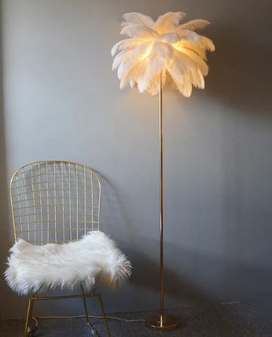 Ostrich Decorative Feather Floor Lamp - White