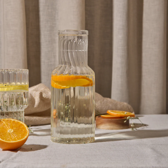 Fluted Glass Carafe With Lid