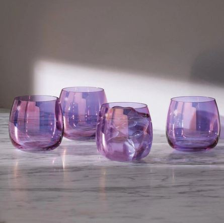 Aurora Stemless Glasses 370ml, Set of 4 - Polar Violet