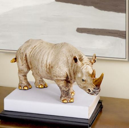 Golden-Horned Rhino Table Accent