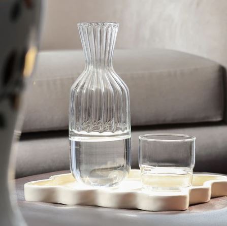 Ribbed Glass Carafe - Clear
