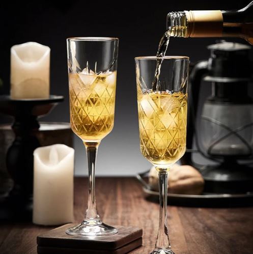 Timeless Flute Glass with Gold Rim - Set of 6