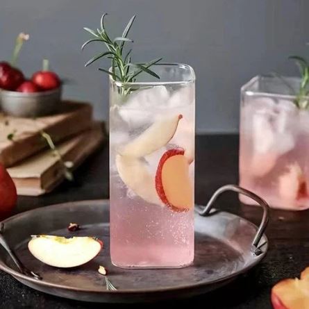 Borosilicate Square High Ball Glasses, Set of 2