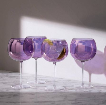 Aurora Balloon Glasses 680ml, Set of 4 - Polar Violet