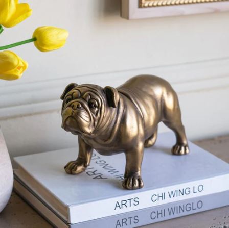 Pug Sculpture Medium - Dull Gold