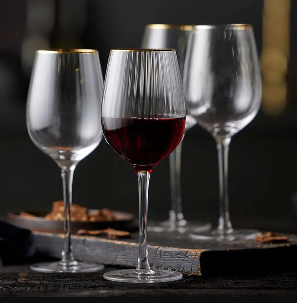 Palermo Gold Red Wine Glasses 400ml, Set of 4
