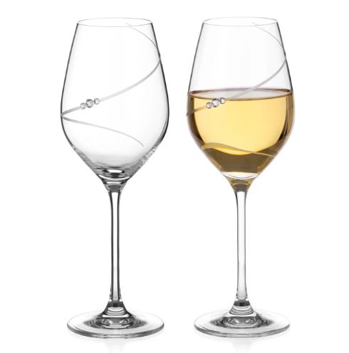 Silhouette White Wine Glasses Adorned with Swarovski® Crystals – Set of 2 - Made In United Kingdom