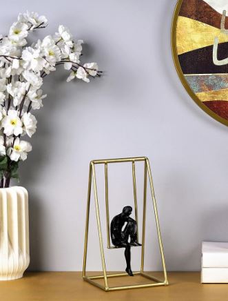 Modern Art Scholar Deep in Thought Table Accent