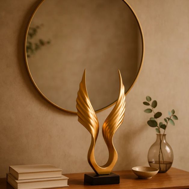 Gold Angel Wings Polyresin Figurine with Base