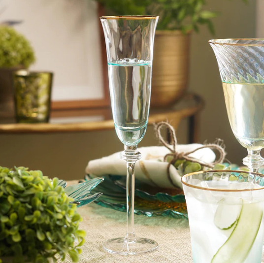 Set of 2 Light Blue Textured Champagne Flutes