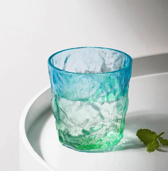 Blue-Green Gradient Glass Cup for Drinkware - 260 ml