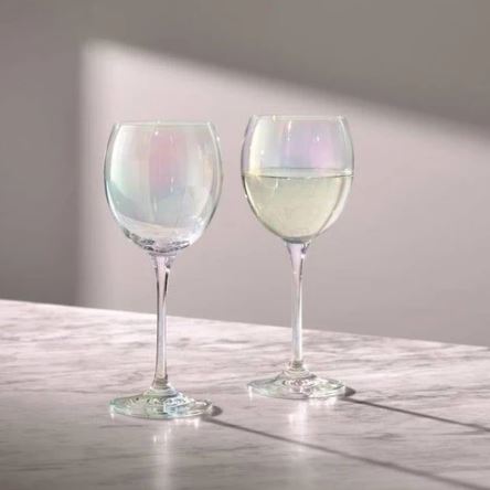 Polka Wine Glasses 400ml, Set of 2 - Mother of Pearl