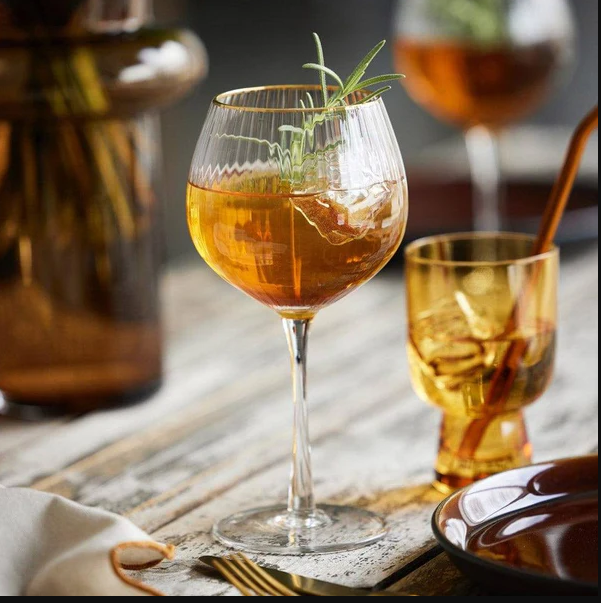Palermo Gold Rounded Gin & Tonic Glasses 650ml, Set of 4