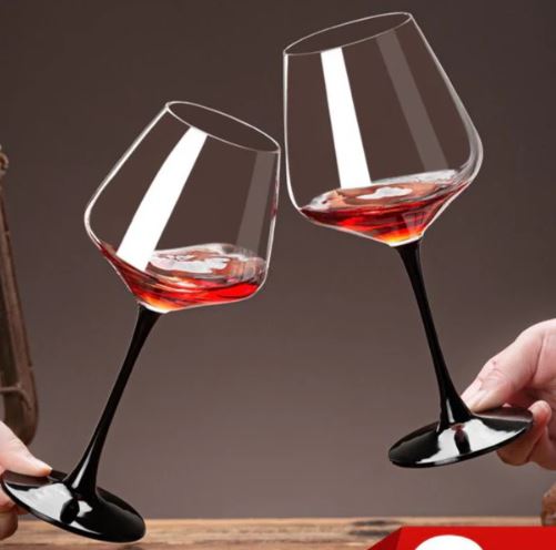 Black Stem Wine Glass - Set of 2