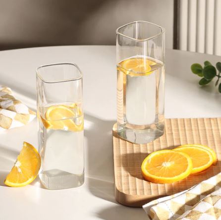Borosilicate Square Long Drink Glasses, Set of 2
