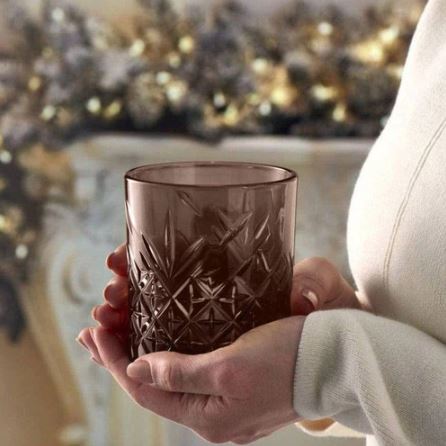 Timeless Whiskey Tumblers 345ml, Set of 4 - Brown Grey