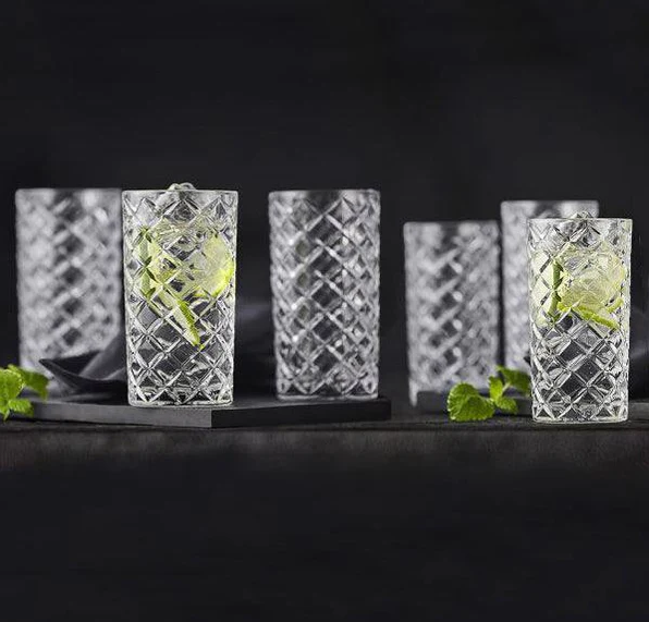 Diamond Highball Glasses 380ml, Set of 6